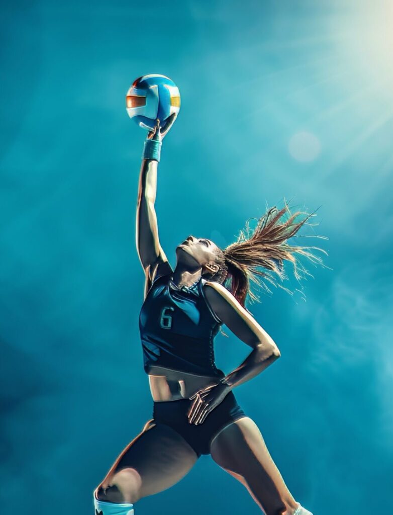 dynamic female volleyball player action attack concept sports banner with space text